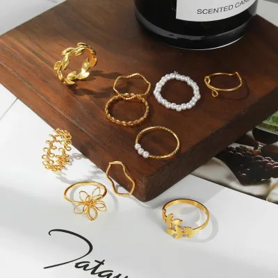 Boho Flower Leaf Knuckle Fashion Ring Set (10 pcs)